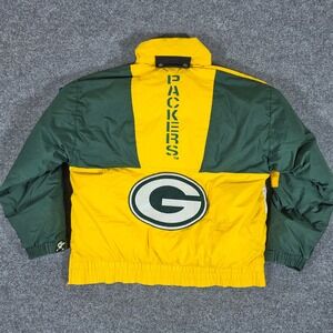 Vintage Triple FAT Goose Green Bay Packers Down Puffer Jacket Men Large NFL FLAW